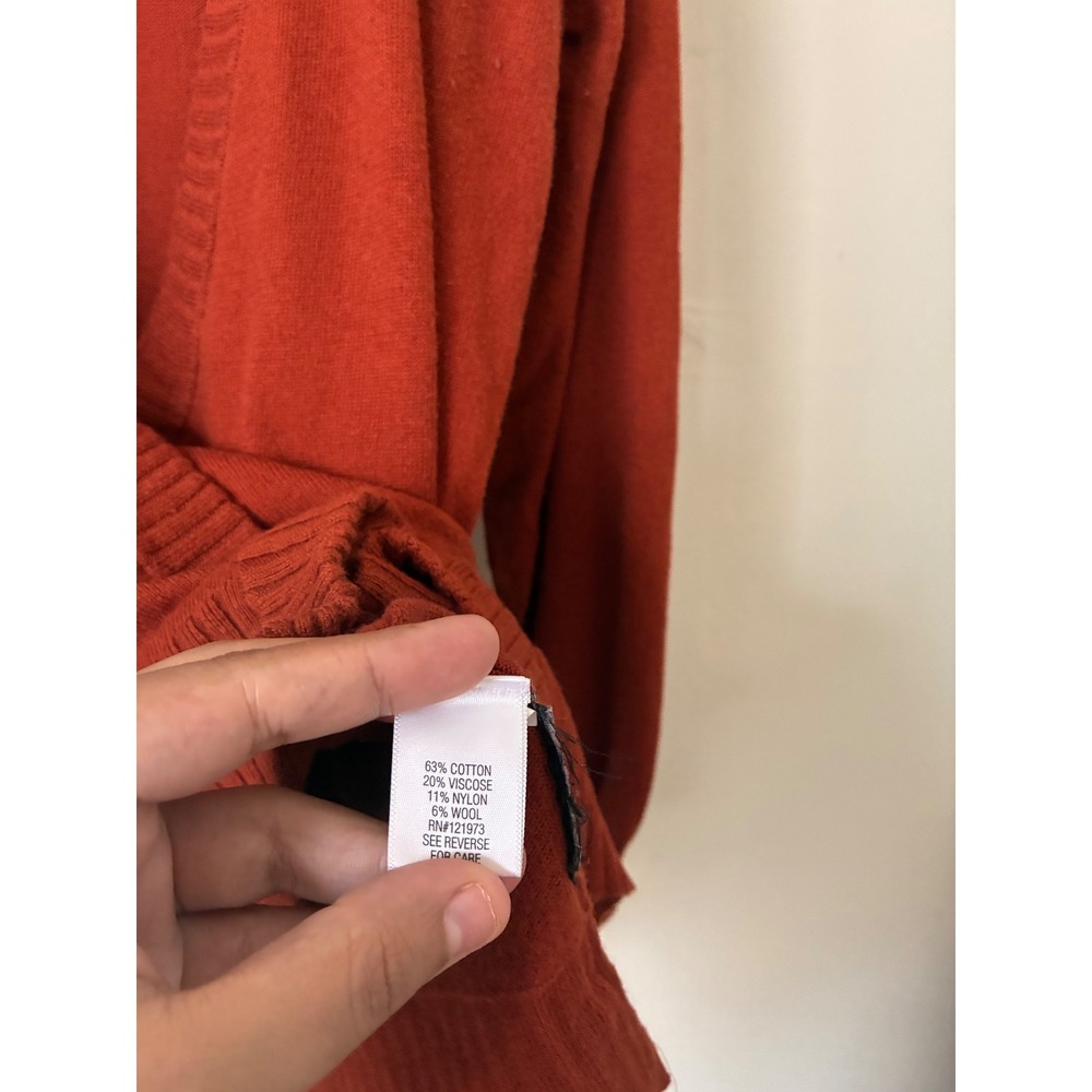 Simply Vera Vera Wang Rust Orange Wool Blend Cardigan Sweater XL Cottagecore - Picture 7 of 7